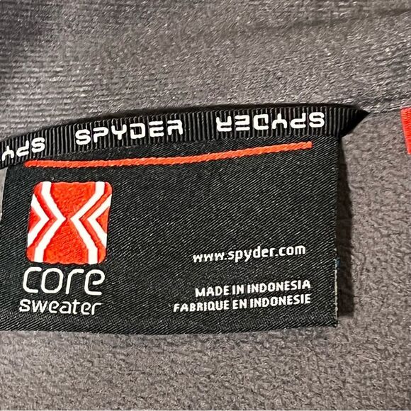 Spyder core sweater jacket dark gray/ black teal accent size S partial zip front - Picture 3 of 7